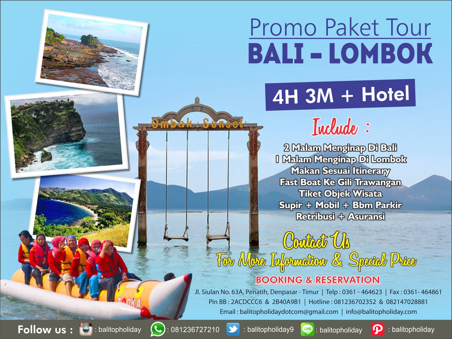 Paket Tour Bali Lombok 4 Hari 3 malam + Hotel (Promo
