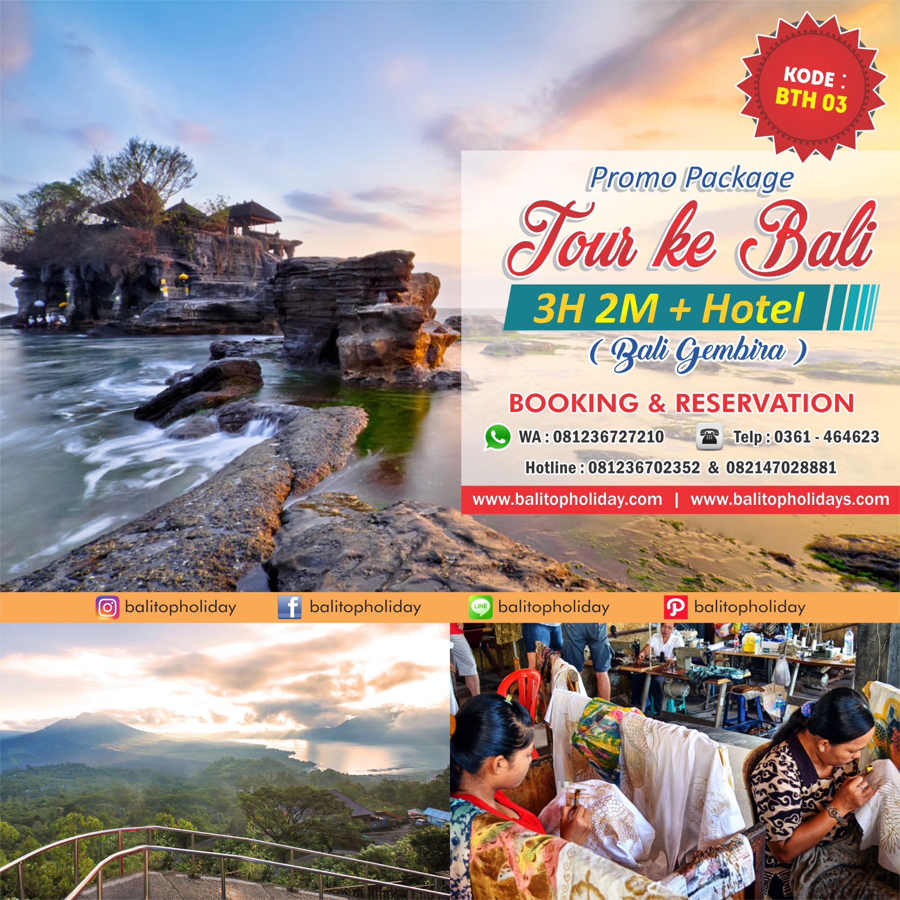 Paket Tour Bali 3H 2M dengan Hotel BTH 03 Bali Gembira